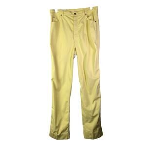 ESCADA Pants Wmn 40 Pastel Yellow Straight Leg Jean Cut High-Rise Stretch Hemmed